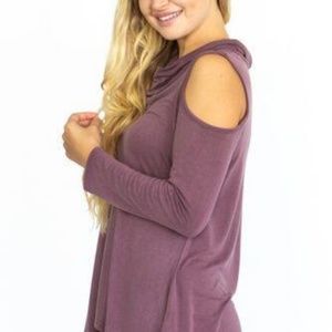 Cold Shoulder Cowl Neck Top